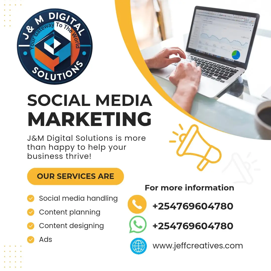 J&M Digital Solutions Social Media Marketing Poster Eye-catching Instagram and Facebook poster by J&M Digital Solutions advertising social media management and marketing solutions for brand growth.