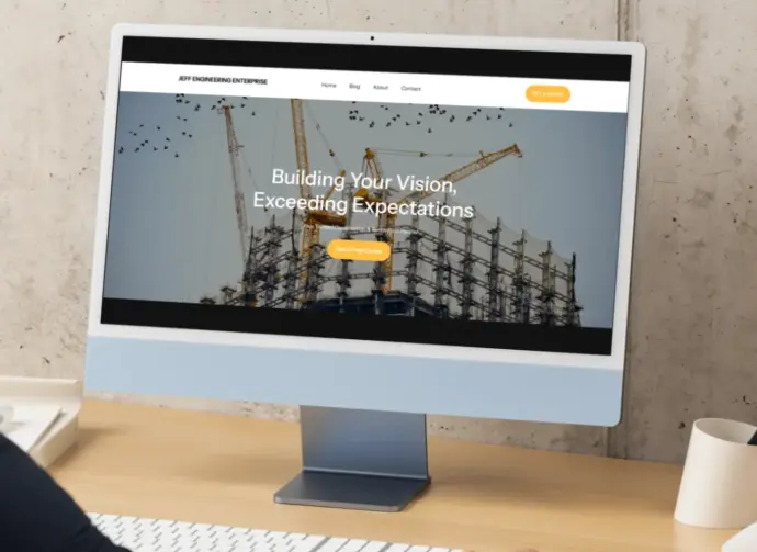 Laptop mockup displaying theJeff Engineering Enterprise website designed for a Embu based Engineering company