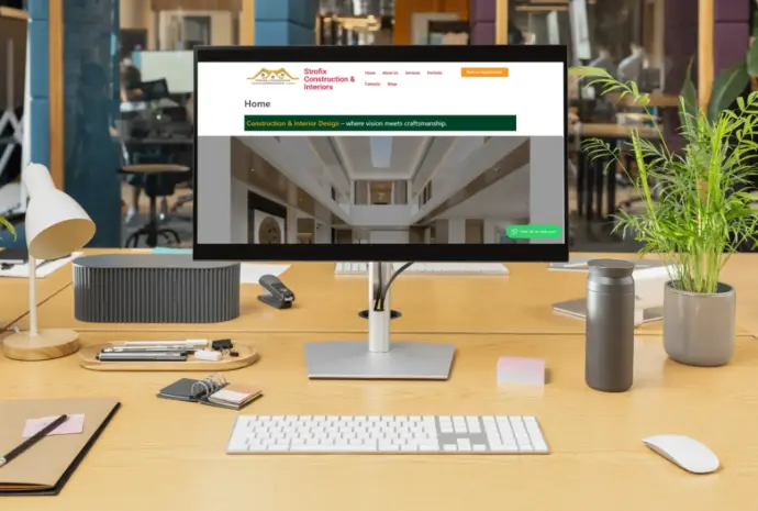 Laptop mockup displaying theStrofix Interiors website designed for aKiambu based interior design ring company