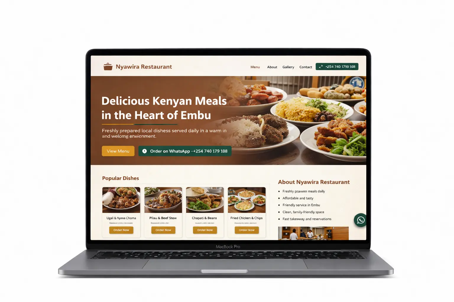 Restaurant website design